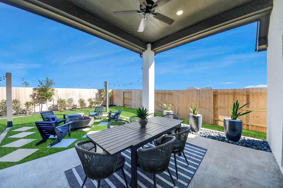 Exterior details and patio area of a home in Meridiana Courtyard Collection, Manvel (Image 4). Exterior details and patio area of a home in Meridiana Courtyard Collection, Manvel (Image 4).