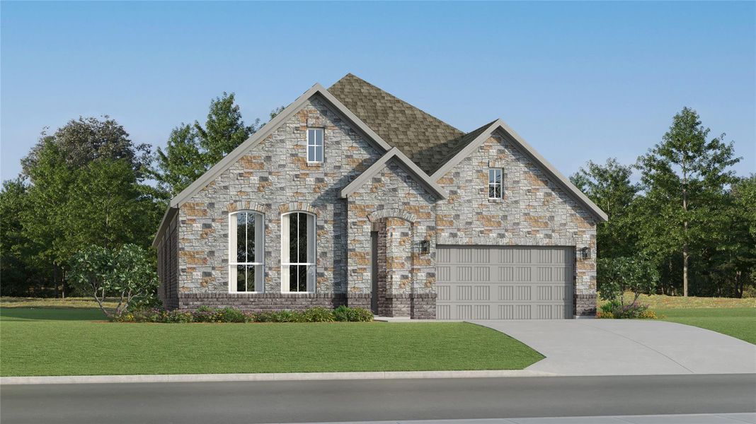 Front exterior of a new home in Lively Ranch, Georgetown, TX, highlighting curb appeal (Image 23).