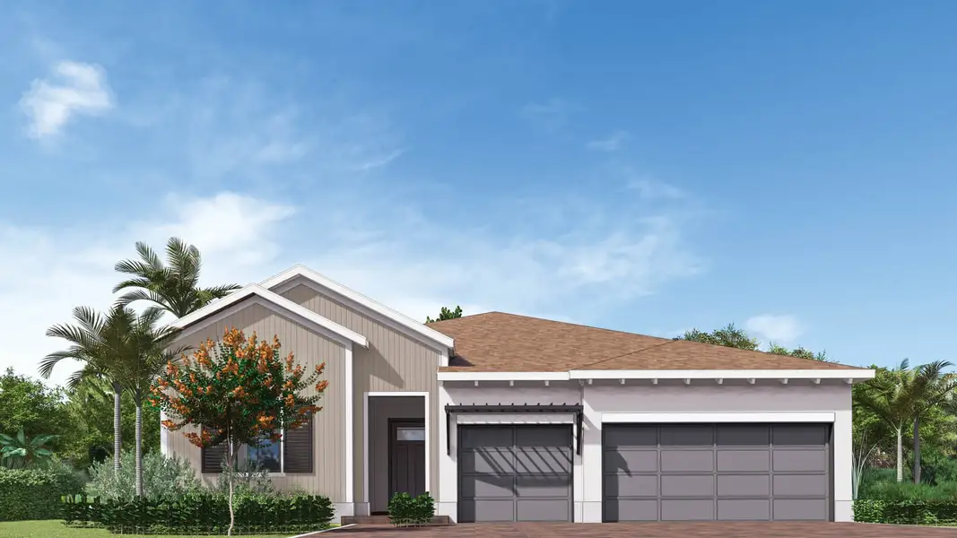 Representative exterior photo of a completed home built from the Destin by D.R. Horton in Aspen Estates, Homestead, FL (Image 5). Representative exterior photo of a completed home built from the Destin by D.R. Horton in Aspen Estates, Homestead, FL (Image 5).