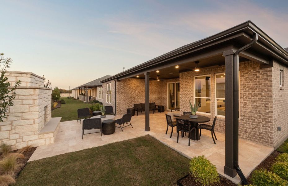 Exterior details and patio area of a home in Del Webb at Trinity Falls, McKinney (Image 2). Exterior details and patio area of a home in Del Webb at Trinity Falls, McKinney (Image 2).
