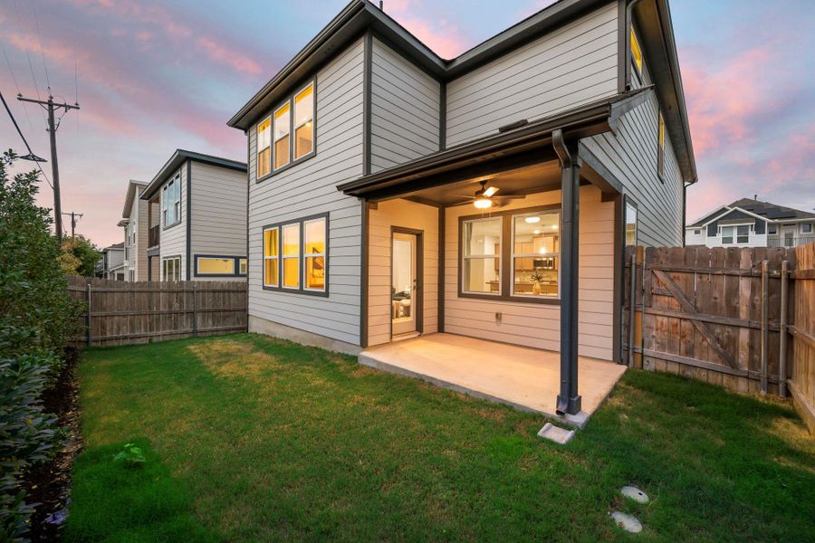 Exterior details and patio area of a home in Sarah's Creek, Pflugerville (Image 27).