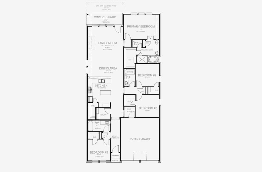 2D floor plan layout for the 1942W by Perry Homes in Juniper Springs 45', Lockhart, TX (Image 4).