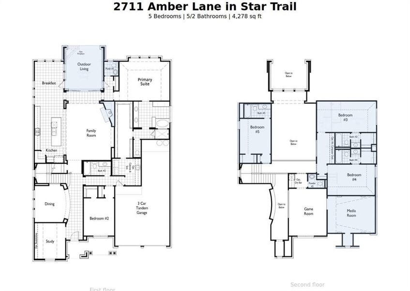 2D floor plan layout of this home in Star Trail: 65ft. lots, Prosper, TX (Image 2). 2D floor plan layout of this home in Star Trail: 65ft. lots, Prosper, TX (Image 2).