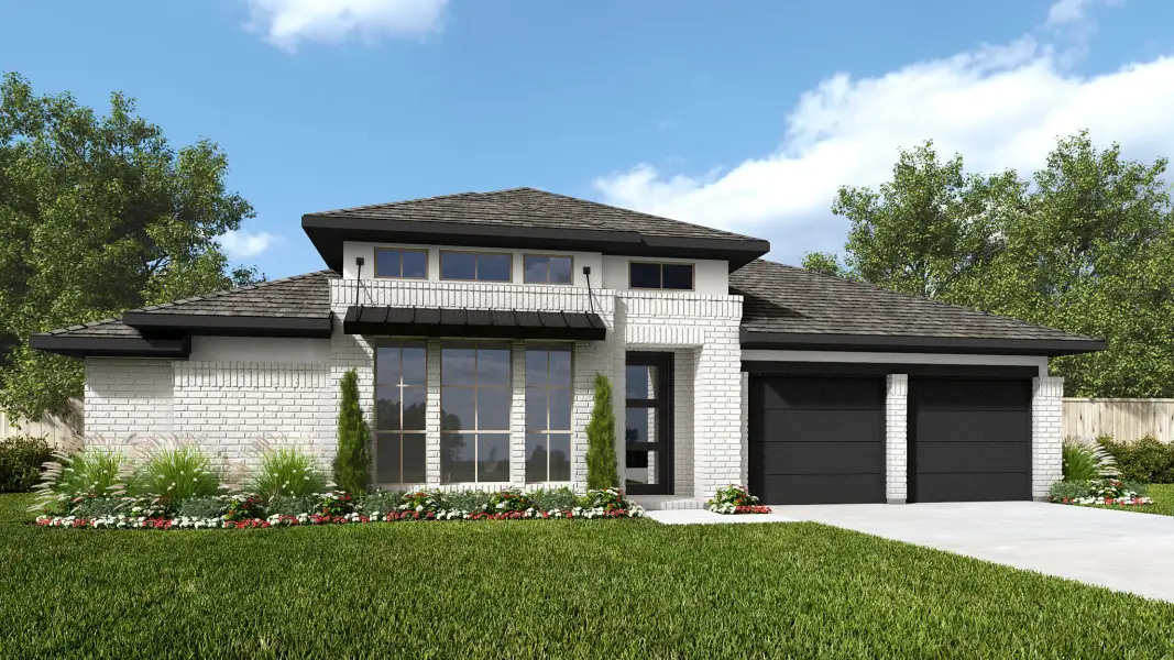 Representative exterior photo of a completed home built from the 2916W by Perry Homes in Veramendi, New Braunfels, TX (Image 2).