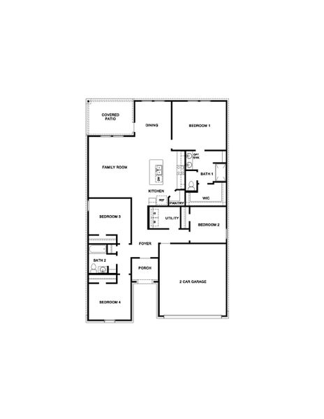 2D floor plan layout of this home in Mill Creek, Magnolia, TX (Image 3).
