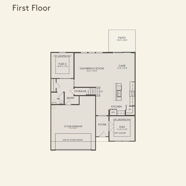 2D floor plan layout for the Vanderlyn by Pulte Homes in Everhour, Newnan, GA (Image 1). 2D floor plan layout for the Vanderlyn by Pulte Homes in Everhour, Newnan, GA (Image 1).