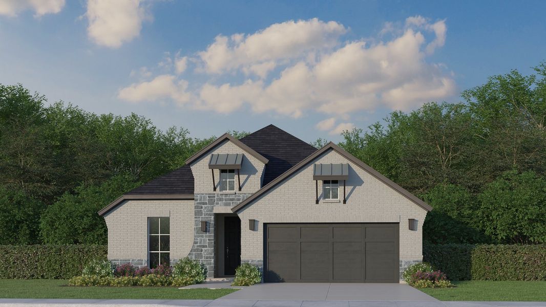 Plan 1520 Elevation C with Stone Rendering