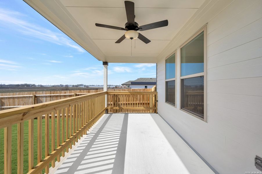 Exterior details and patio area of a home in Meadows at Clear Springs, New Braunfels (Image 23).
