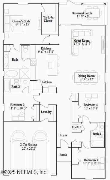 2D floor plan layout of this home in Trailmark, St. Augustine, FL (Image 3).