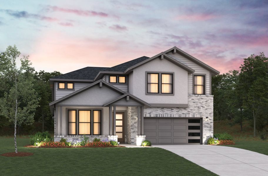 Representative exterior photo of a completed home built from the Summerfield by Beazer Homes in Amira: Heritage Collection, Tomball, TX (Image 6). Representative exterior photo of a completed home built from the Summerfield by Beazer Homes in Amira: Heritage Collection, Tomball, TX (Image 6).