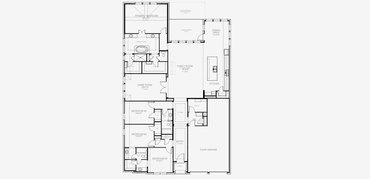 2D floor plan layout for the 2916W by Perry Homes in Mantua, Van Alstyne, TX (Image 4). 2D floor plan layout for the 2916W by Perry Homes in Mantua, Van Alstyne, TX (Image 4).