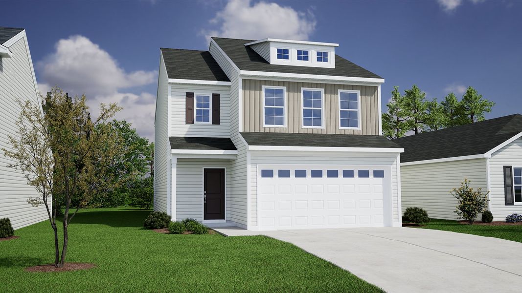 Representative exterior photo of a completed home built from the Kershaw - Genesis Value Collection by Mungo Homes in Mayfair Village, Spartanburg, SC (Image 16).