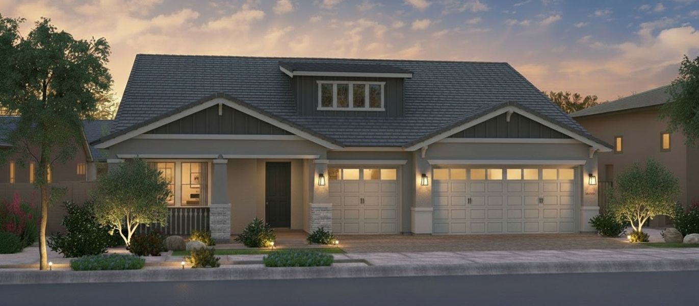 Representative exterior photo of a completed home built from the Bodega Bay by Fulton Homes in Sonoma Coast, Queen Creek, AZ (Image 6). Representative exterior photo of a completed home built from the Bodega Bay by Fulton Homes in Sonoma Coast, Queen Creek, AZ (Image 6).