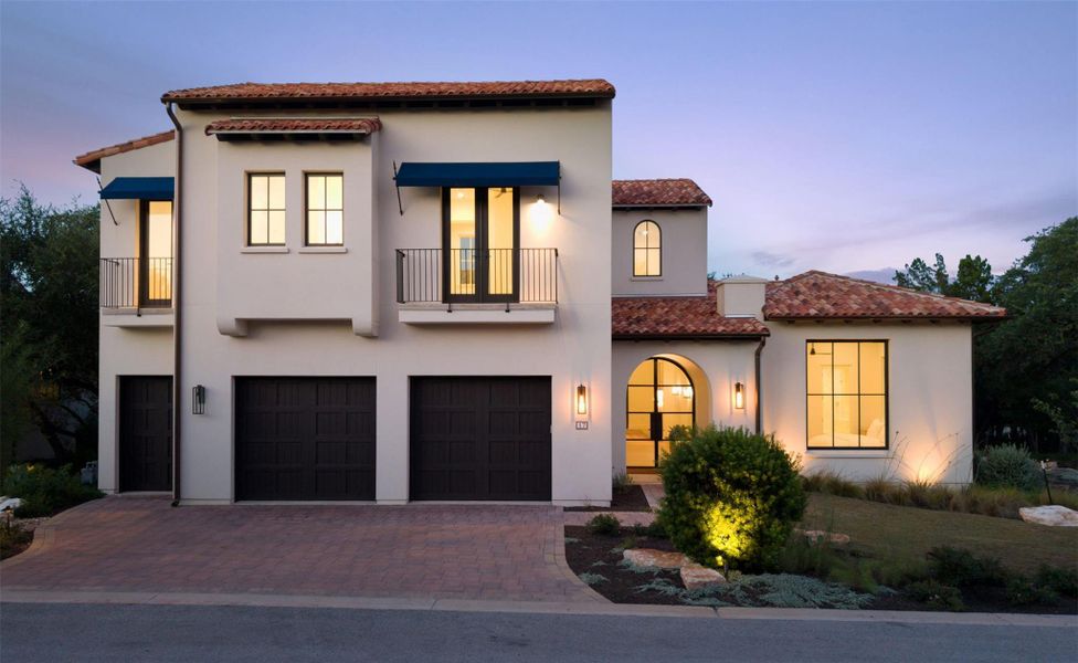 Front exterior of a new home in Amarra Villas, Austin, TX, highlighting curb appeal (Image 2). Front exterior of a new home in Amarra Villas, Austin, TX, highlighting curb appeal (Image 2).