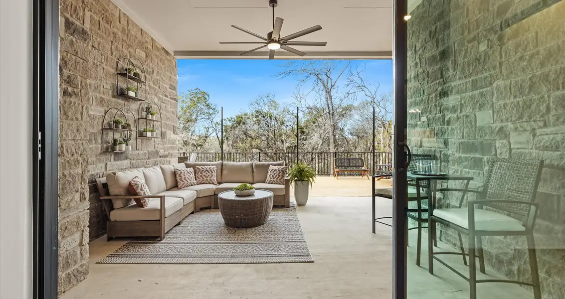 Exterior details and patio area of a home in 6 Creeks, Kyle (Image 3).