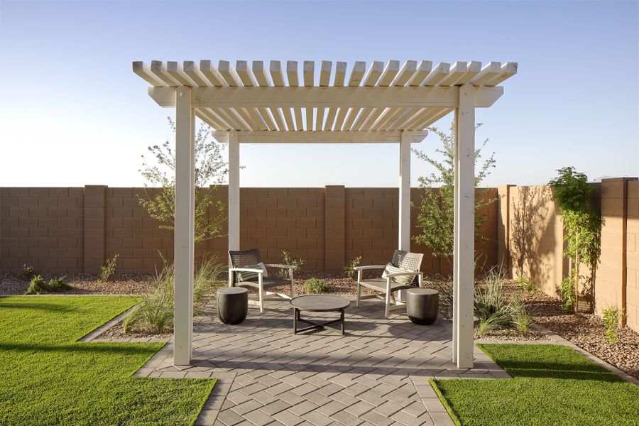 Backyard. Finishes and options may vary by community.