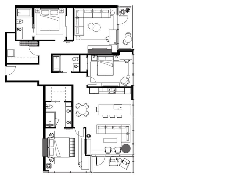2D floor plan layout for the C0S by Urbanspace Development in The Modern Austin Residences, Austin, TX (Image 1).