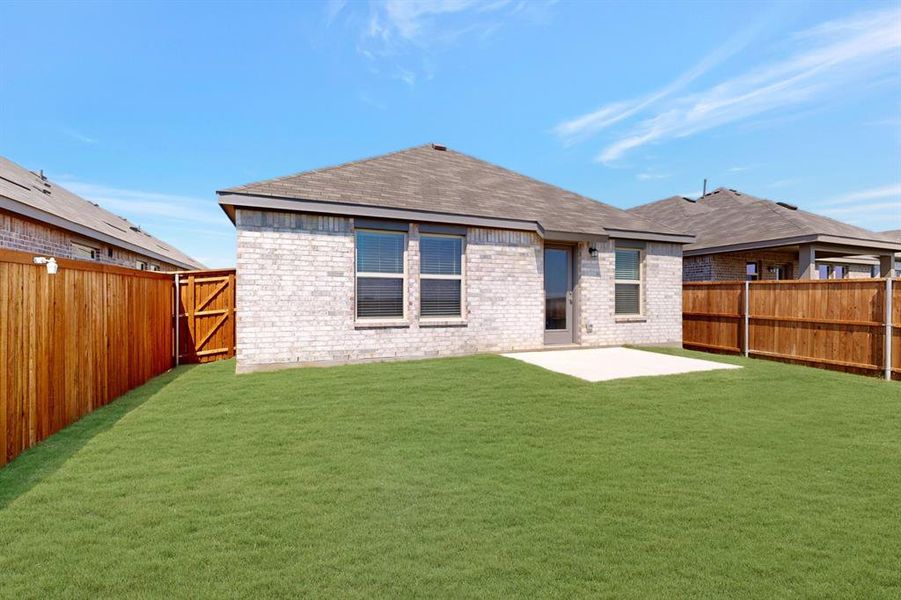 Front exterior of a new home in Meadow Park, Denton, TX, highlighting curb appeal (Image 1).