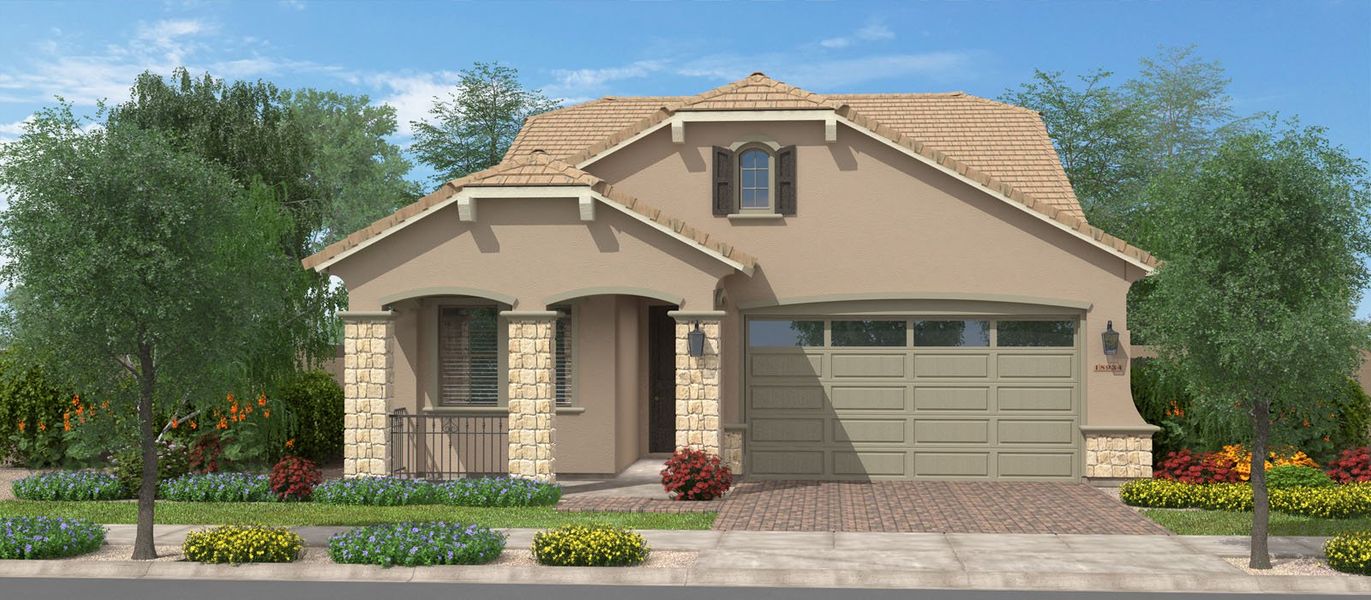 Representative exterior photo of a completed home built from the Seagrass w/Loft by Fulton Homes in Meadows at Barney Farms, Queen Creek, AZ (Image 4).