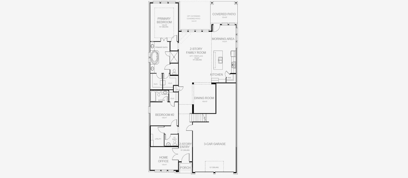 2D floor plan layout of this home in Lariat 50', Liberty Hill, TX (Image 5).