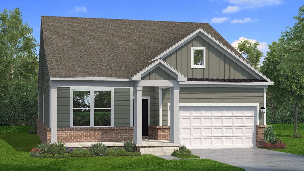 Representative exterior photo of a completed home built from the Chelsea by DRB Homes in The Park at Brighton, Locust Grove, GA (Image 6).