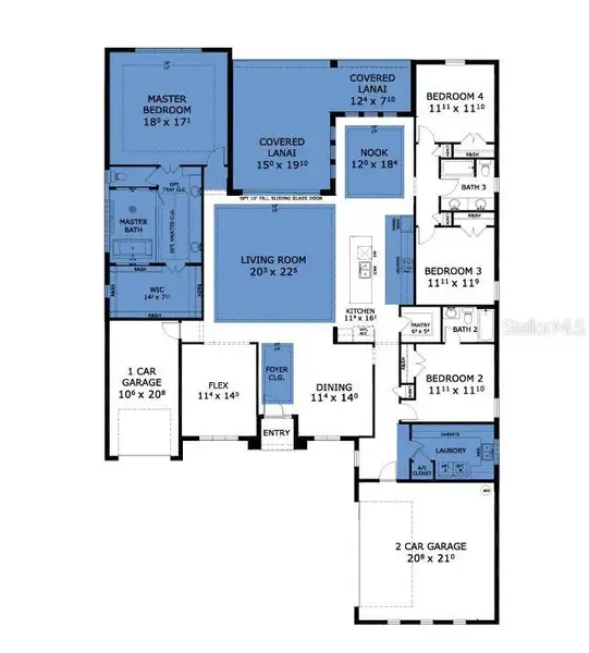 2D floor plan layout of this home in Plantation Bay, Ormond Beach, FL (Image 3).