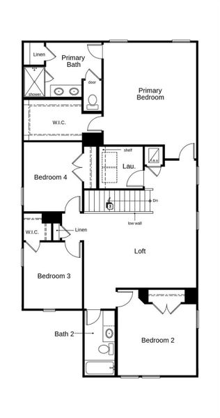 2D floor plan layout of this home in Salerno - Heritage Collection, Round Rock, TX (Image 3).