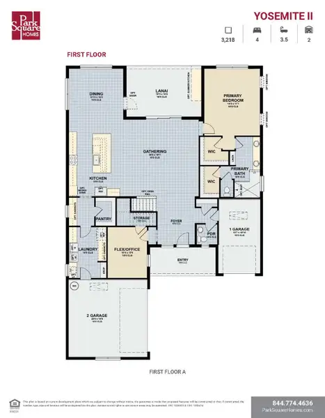 2D floor plan layout for the Yosemite II by Park Square Residential in The Sanctuary at Seaire, Parrish, FL (Image 3).