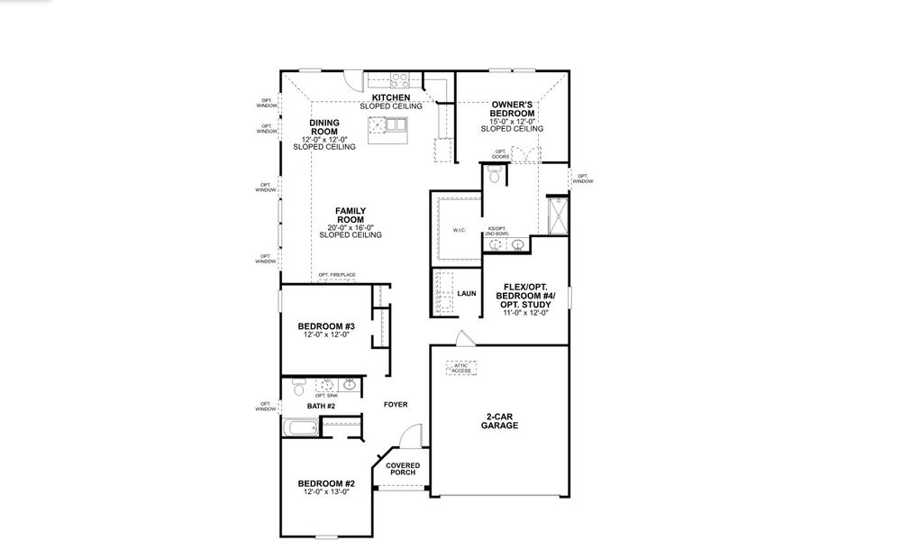 2D floor plan layout for the Ellsworth - 40' Smart Series by M/I Homes in Lane Ranch, Sanger, TX (Image 3). 2D floor plan layout for the Ellsworth - 40' Smart Series by M/I Homes in Lane Ranch, Sanger, TX (Image 3).