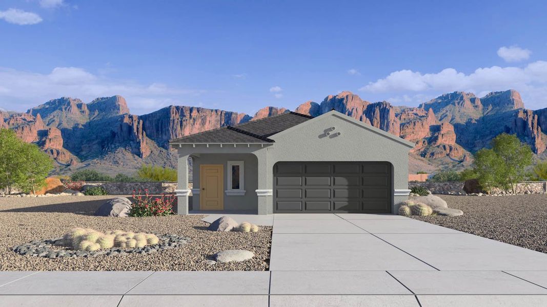 Representative exterior photo of a completed home built from the Caroline by D.R. Horton in Elena Trails, Maricopa, AZ (Image 2). Representative exterior photo of a completed home built from the Caroline by D.R. Horton in Elena Trails, Maricopa, AZ (Image 2).