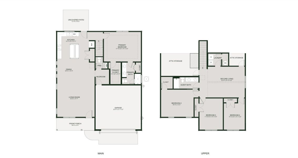 2D floor plan layout for the The Hamilton by Greentech Homes LLC in The Thicket at Sedman Hills, Hixson, TN (Image 3).