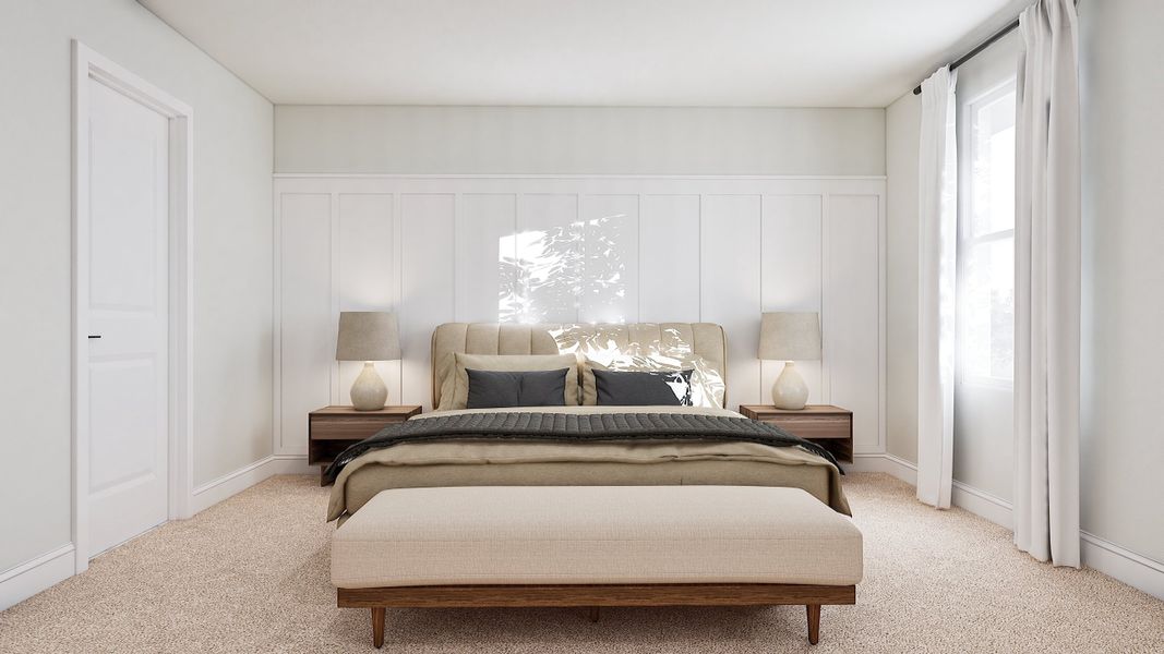 Primary suite with decorative feature wall