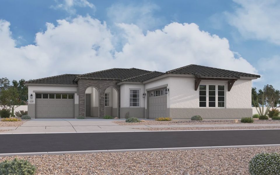 Representative exterior photo of a completed home built from the Atwood by Elliott Homes in Valencia at Granite Vista, Waddell, AZ (Image 20). Representative exterior photo of a completed home built from the Atwood by Elliott Homes in Valencia at Granite Vista, Waddell, AZ (Image 20).