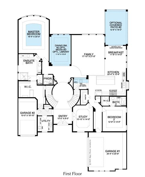 2D floor plan layout for the Montblanc by Landon Homes in Lexington Frisco, Frisco, TX (Image 5).