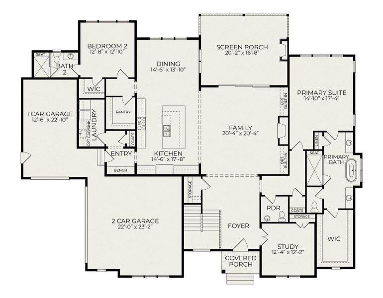 2D floor plan layout for the Nash by Homes by Dickerson in Corbett Landing, Pittsboro, NC (Image 2). 2D floor plan layout for the Nash by Homes by Dickerson in Corbett Landing, Pittsboro, NC (Image 2).