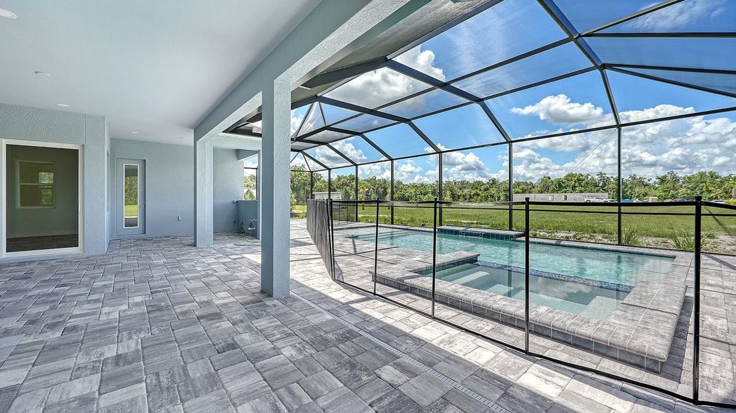 Exterior details and patio area of a home in Canoe Creek Real Estate and Homes for Sale in Parrish, FL - Neal Communities, Parrish (Image 29).