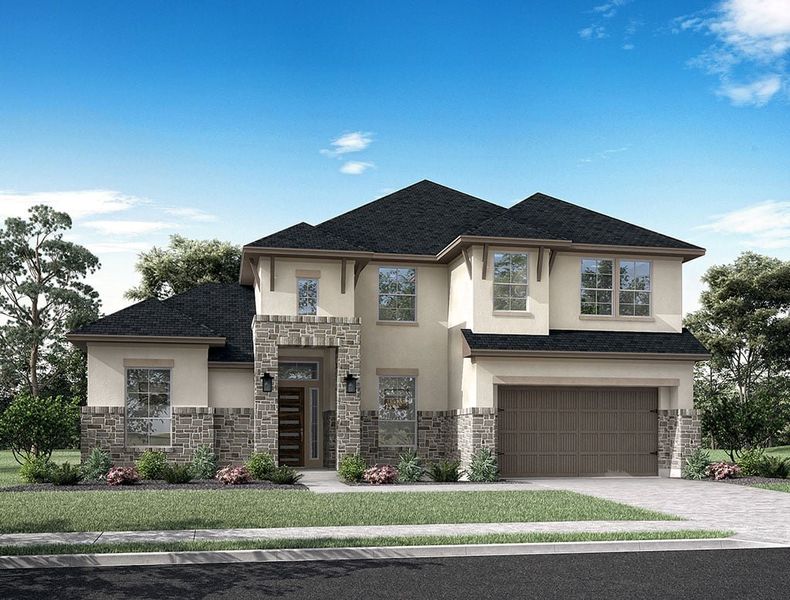 Representative exterior photo of a completed home built from the Hemleigh by Tri Pointe Homes in Legacy Grove 90′, Montgomery, TX (Image 2).