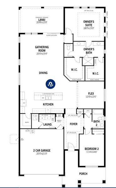 2D floor plan layout for the Dayspring by Mattamy Homes in Sunstone Lakeside at Wellen Park, Venice, FL (Image 3).