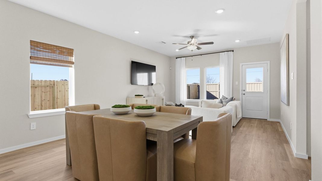 Furnished interior view inside a new home in Caldwell Crossing, Iowa Colony (Image 8). Furnished interior view inside a new home in Caldwell Crossing, Iowa Colony (Image 8).
