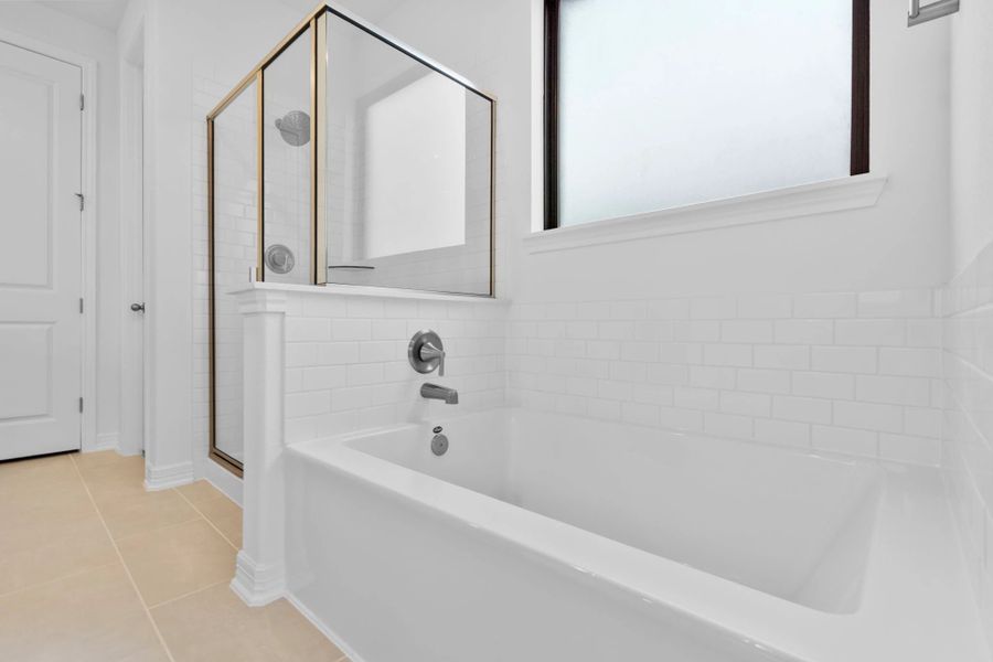 A separate tub and shower further emphasize relaxation and comfort. A separate tub and shower further emphasize relaxation and comfort.