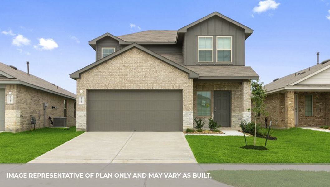 Representative exterior photo of a completed home built from the X30J by D.R. Horton in Granger Pines, Conroe, TX (Image 19). Representative exterior photo of a completed home built from the X30J by D.R. Horton in Granger Pines, Conroe, TX (Image 19).