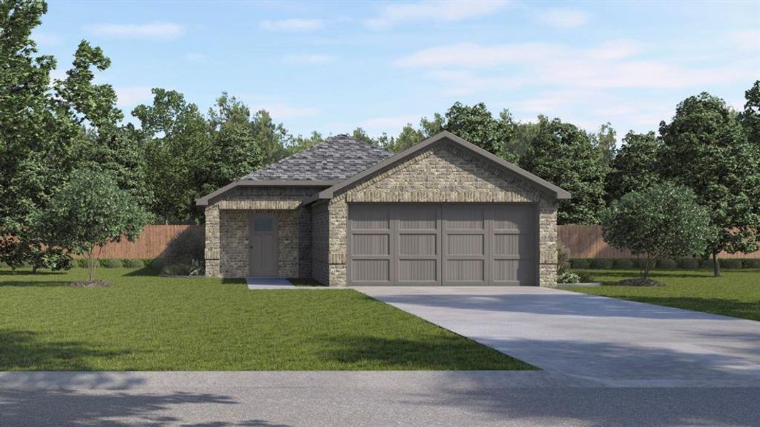Front exterior of a new home in Creekside Ranch, Blue Ridge, TX, highlighting curb appeal (Image 1). Front exterior of a new home in Creekside Ranch, Blue Ridge, TX, highlighting curb appeal (Image 1).