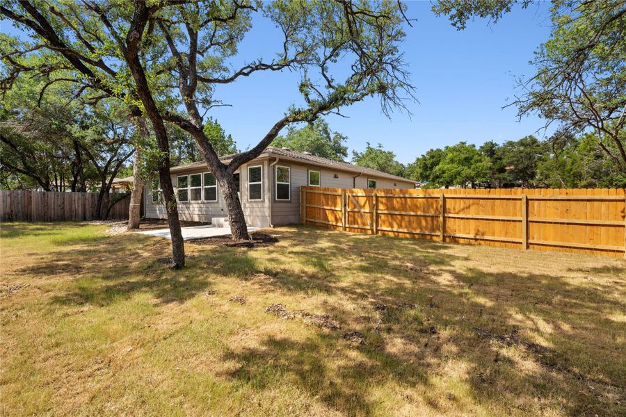 generous lot with an automatic sprinkler-system grass now greener as it's become established!