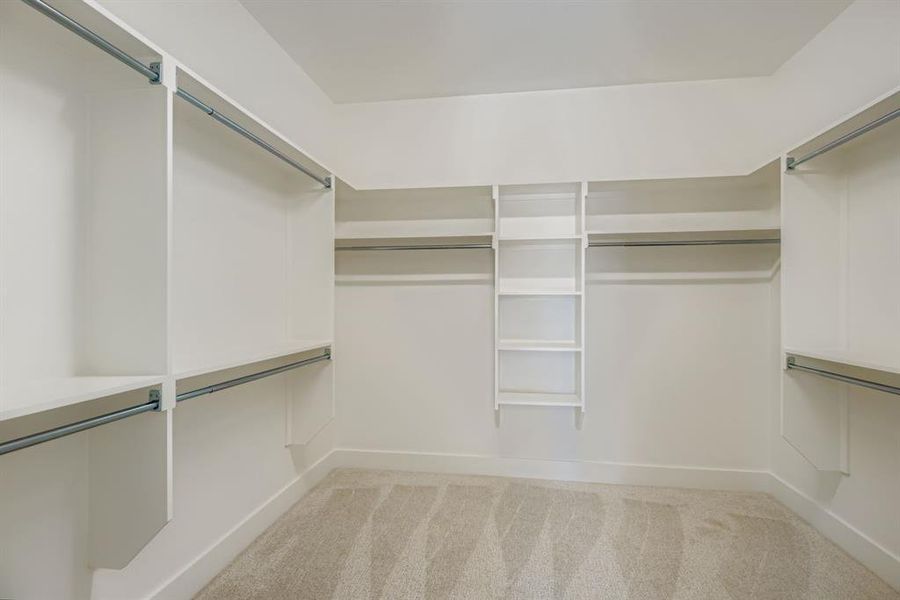 Spacious closet featuring light colored carpet Spacious closet featuring light colored carpet