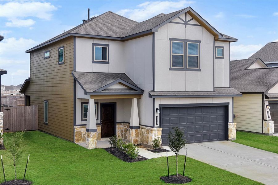Front exterior of a new home in Glendale Lakes, Arcola, TX, highlighting curb appeal (Image 22).