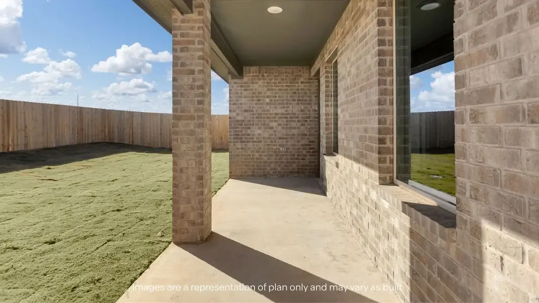 Exterior details and patio area of a home in Allen Farms, Lubbock (Image 3).