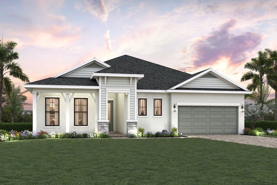 Front exterior of a new home in Lakeview Crossing – Classic Series, Sarasota, FL, highlighting curb appeal (Image 2). Front exterior of a new home in Lakeview Crossing – Classic Series, Sarasota, FL, highlighting curb appeal (Image 2).