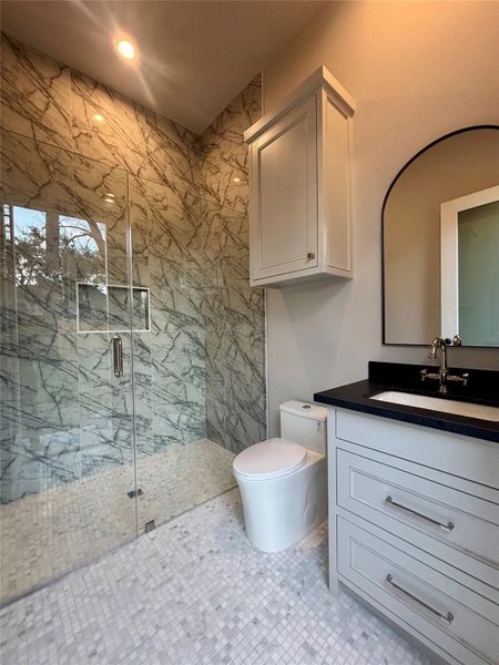 Outdoor bathroom only accessible from outside. Great for a pool. Outdoor bathroom only accessible from outside. Great for a pool.