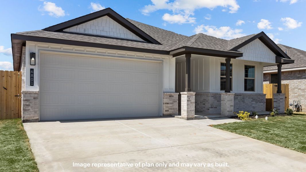Front exterior of a new home in Homestead at Parks Bell Ranch, Odessa, TX, highlighting curb appeal (Image 15). Front exterior of a new home in Homestead at Parks Bell Ranch, Odessa, TX, highlighting curb appeal (Image 15).