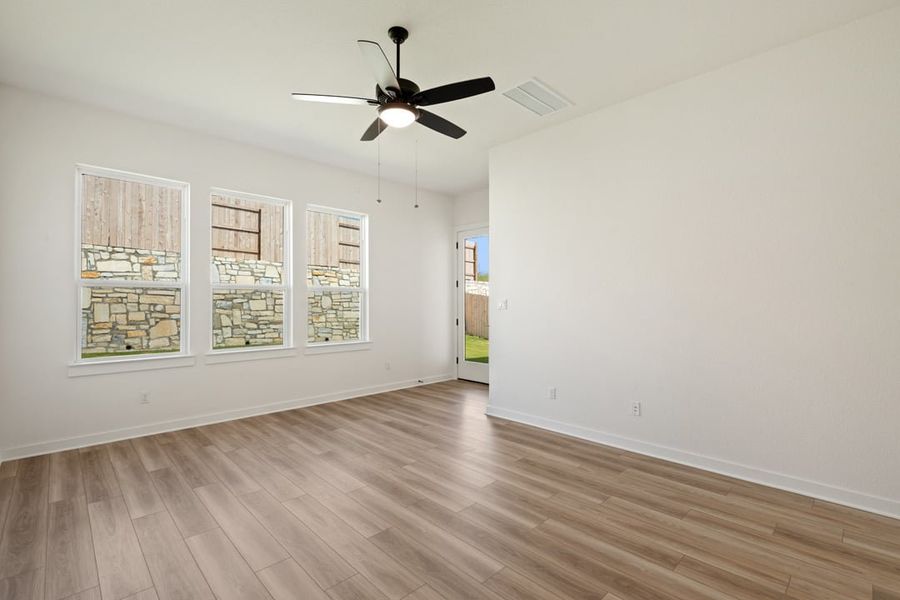 Spacious, unfurnished interior of a new home in Park Collection at Lariat, Liberty Hill (Image 29). Spacious, unfurnished interior of a new home in Park Collection at Lariat, Liberty Hill (Image 29).